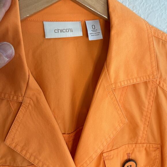 Chico’s Orange Vacation Jacket Nautical Coastal Preppy Resortwear Seaside Bright - Picture 4 of 6